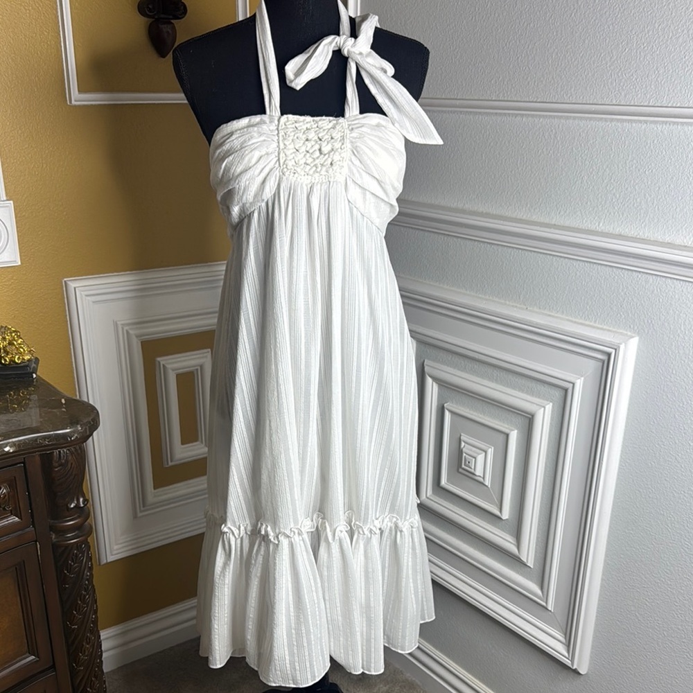 Elegant White Halter Dress